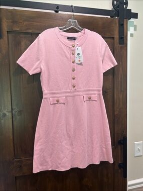 A12 NWT - Women's Knit A-Line Dress with Gold Buttons - Size Large